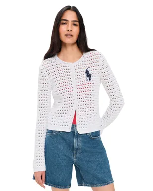 Polo Ralph Lauren ビッグポニー クロシェ カーディガン ホワイト - サムネイル1