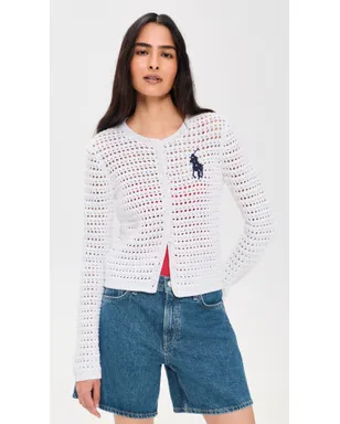 Polo Ralph Lauren ビッグポニー クロシェ カーディガン ホワイト - サムネイル2