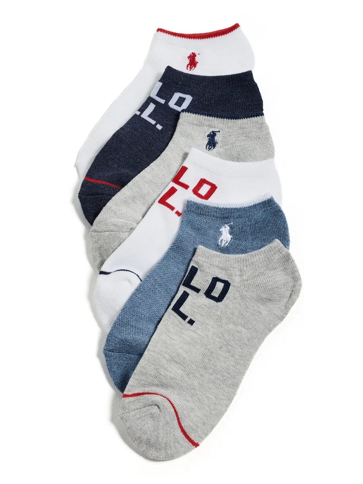 Polo Ralph Lauren ロー カットソックス 6足パック デニム アソート - 画像1