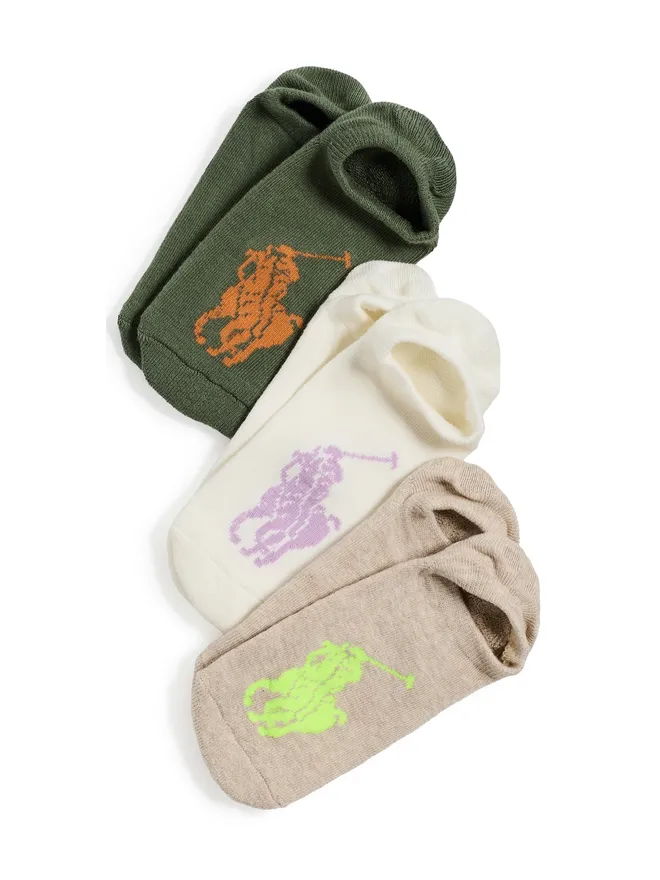 Polo Ralph Lauren Polo Ralph Lauren ビッグポニー スニーカーライナーソックス 3足セット ライトオートミールヘザーの商品画像