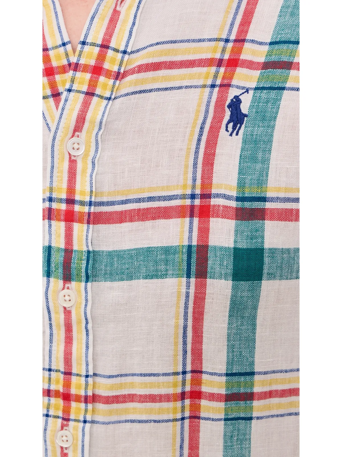 Polo Ralph Lauren 長袖ボタンダウンシャツ ホワイト/ティール/レッド ミックス - 画像6