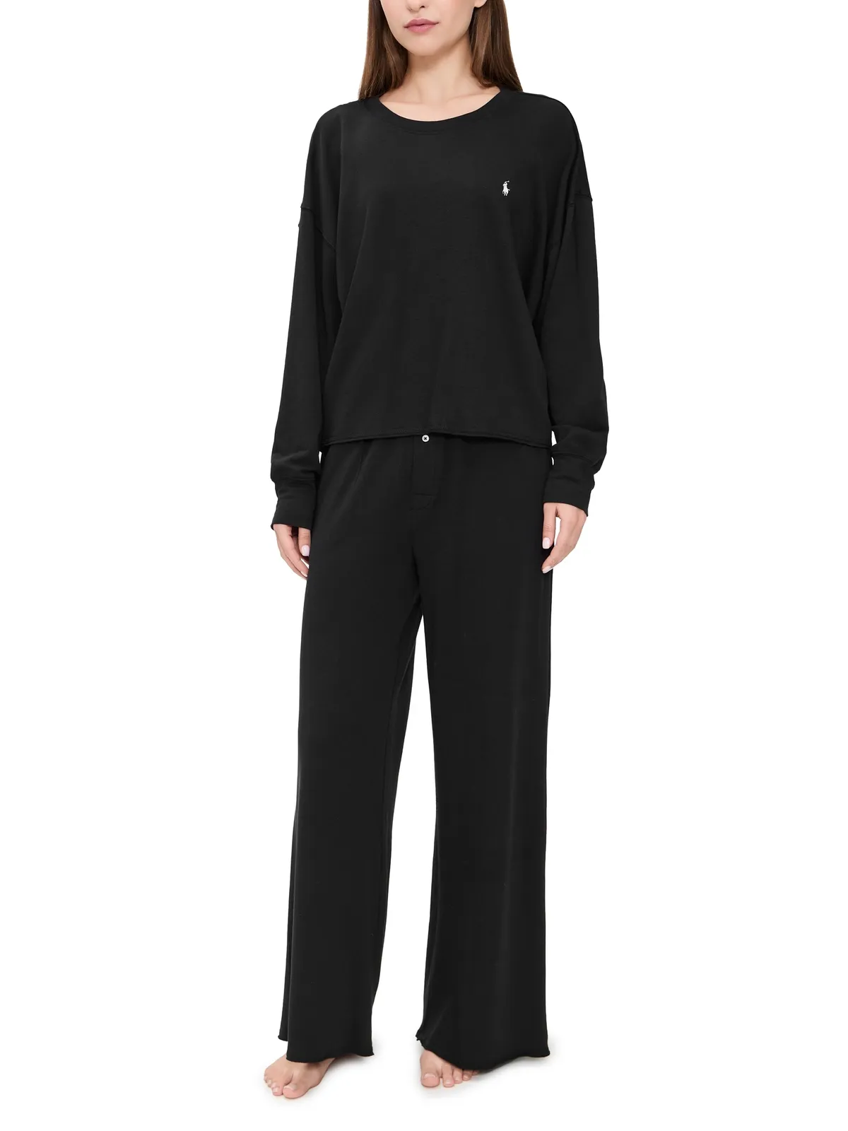 Polo Ralph Lauren クルーネック ワイドレッグ パンツ セット ブラック - 画像1