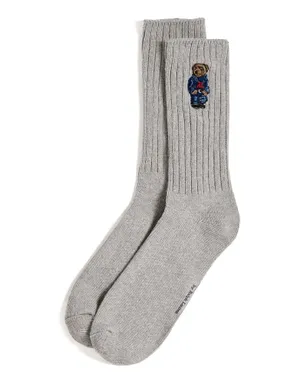 Polo Ralph Lauren ポロベア リブ編み クルーソックス ヘザーグレー 10-13 - サムネイル1