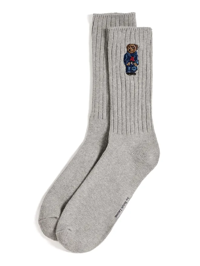 Polo Ralph Lauren Polo Ralph Lauren ポロベア リブ編み クルーソックス ヘザーグレー 10-13の商品画像