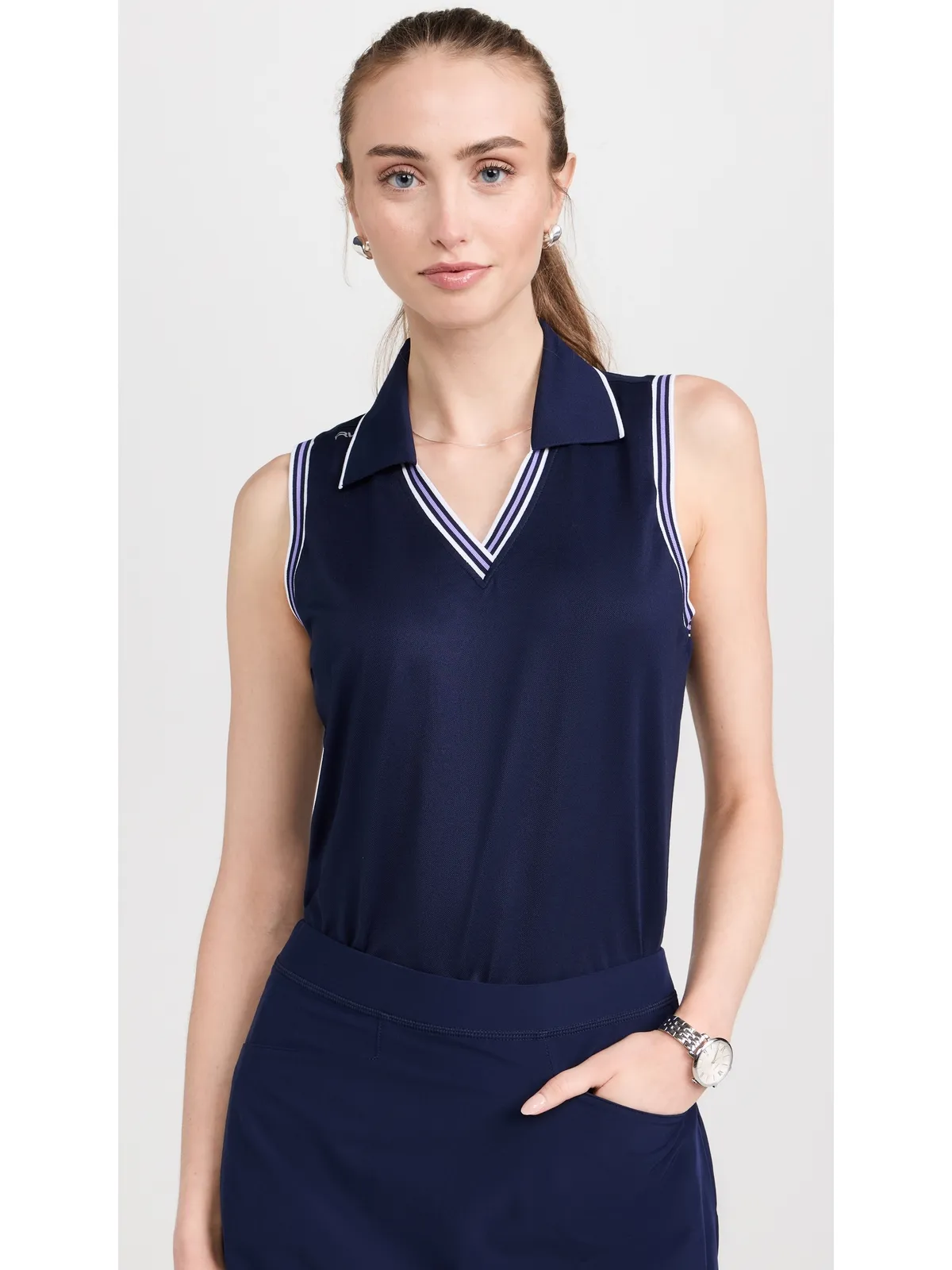 RLX Ralph Lauren 袖なしポロシャツ ネイビー - 画像2