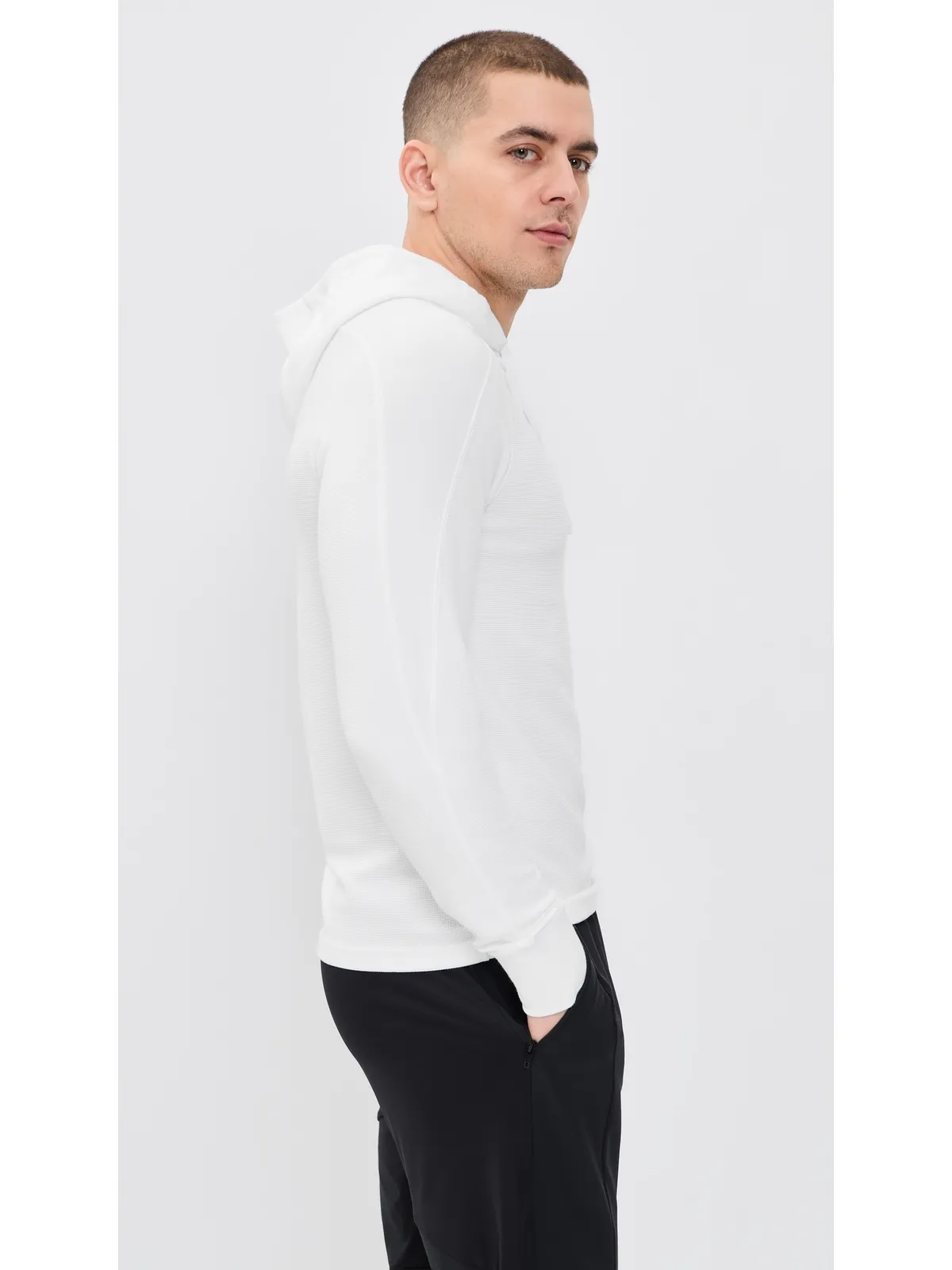 RLX Ralph Lauren ロングスリーブ テック ワッフルニット フーディ セラミックホワイト - 画像4