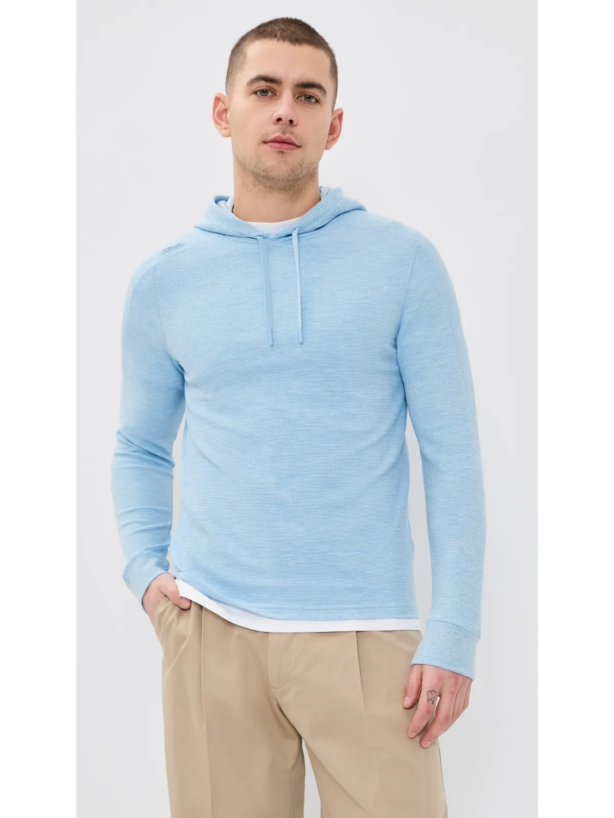 RLX Ralph Lauren テック ワッフルニット フーディ オフィス ブルー ヘザー - 画像2