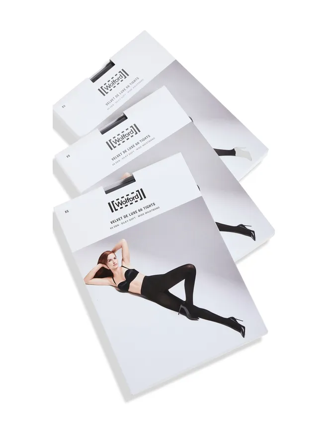 Wolford Wolford ベルベット デラックス66 タイツ 3足パック ブラックの商品画像