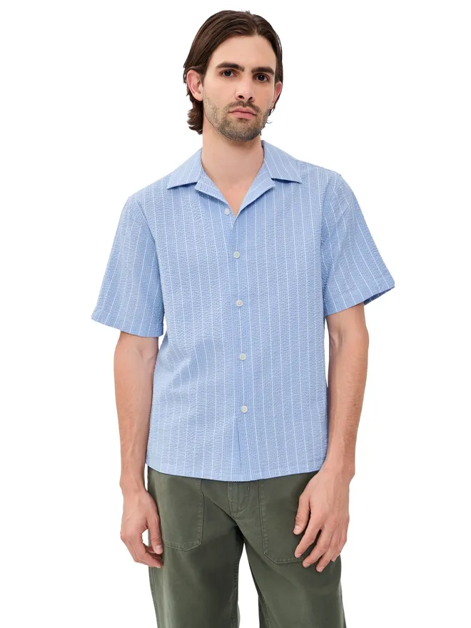 Wax London Wax London シアサッカー・ストライプ Didcot シャツの商品画像