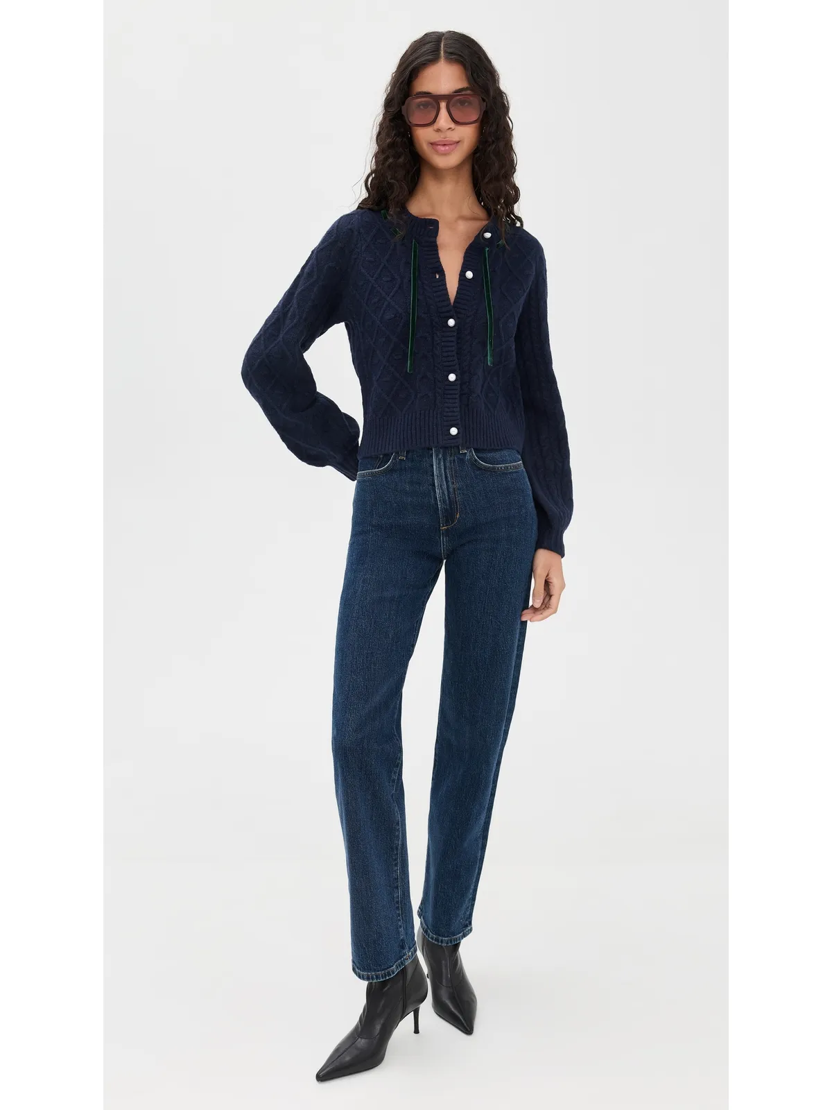 WAYF Signature Cardigan Navy M - 画像5
