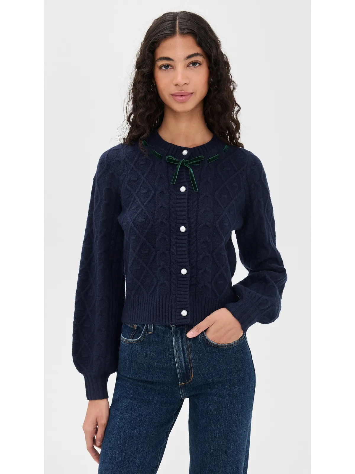WAYF Signature Cardigan Navy M - 画像2