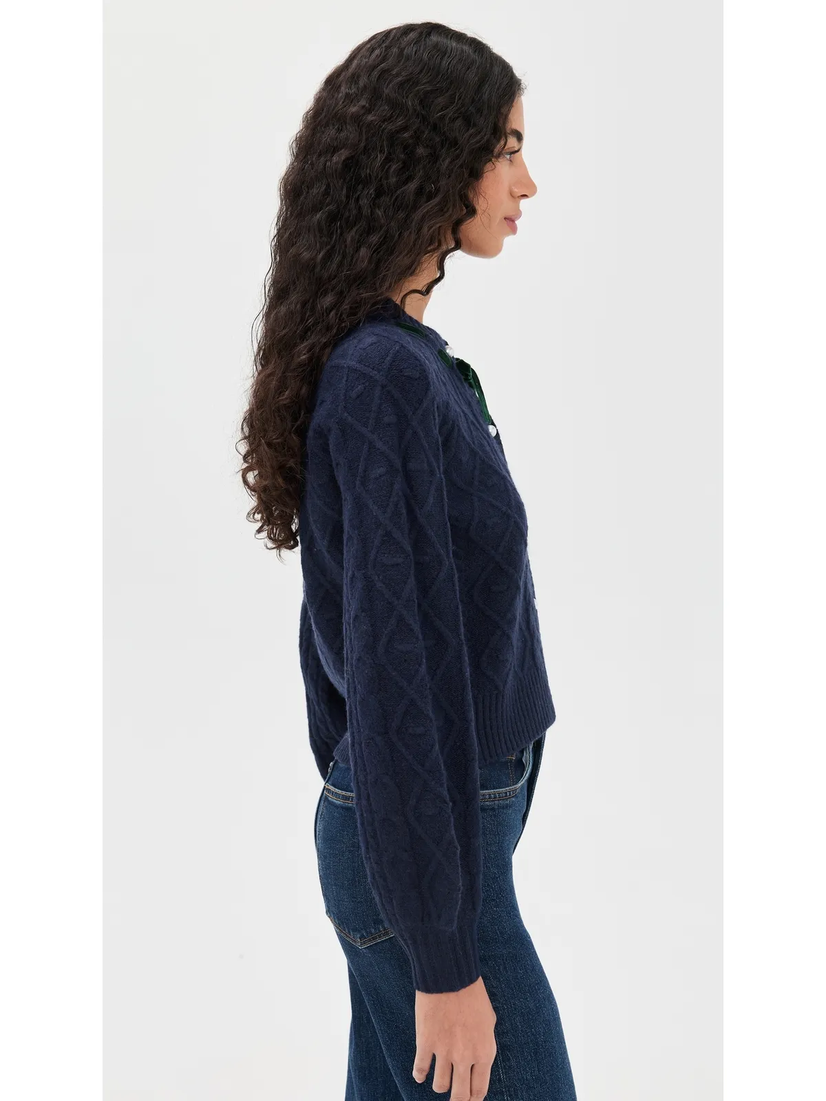 WAYF Signature Cardigan Navy M - 画像4