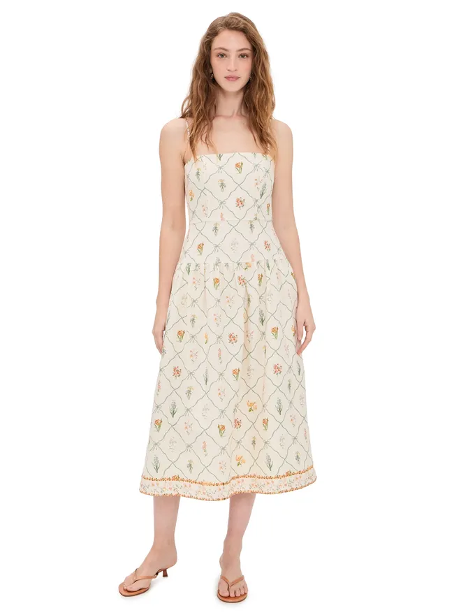 WAYF WAYF Juliet Midi Dress Ivory Botanicalの商品画像