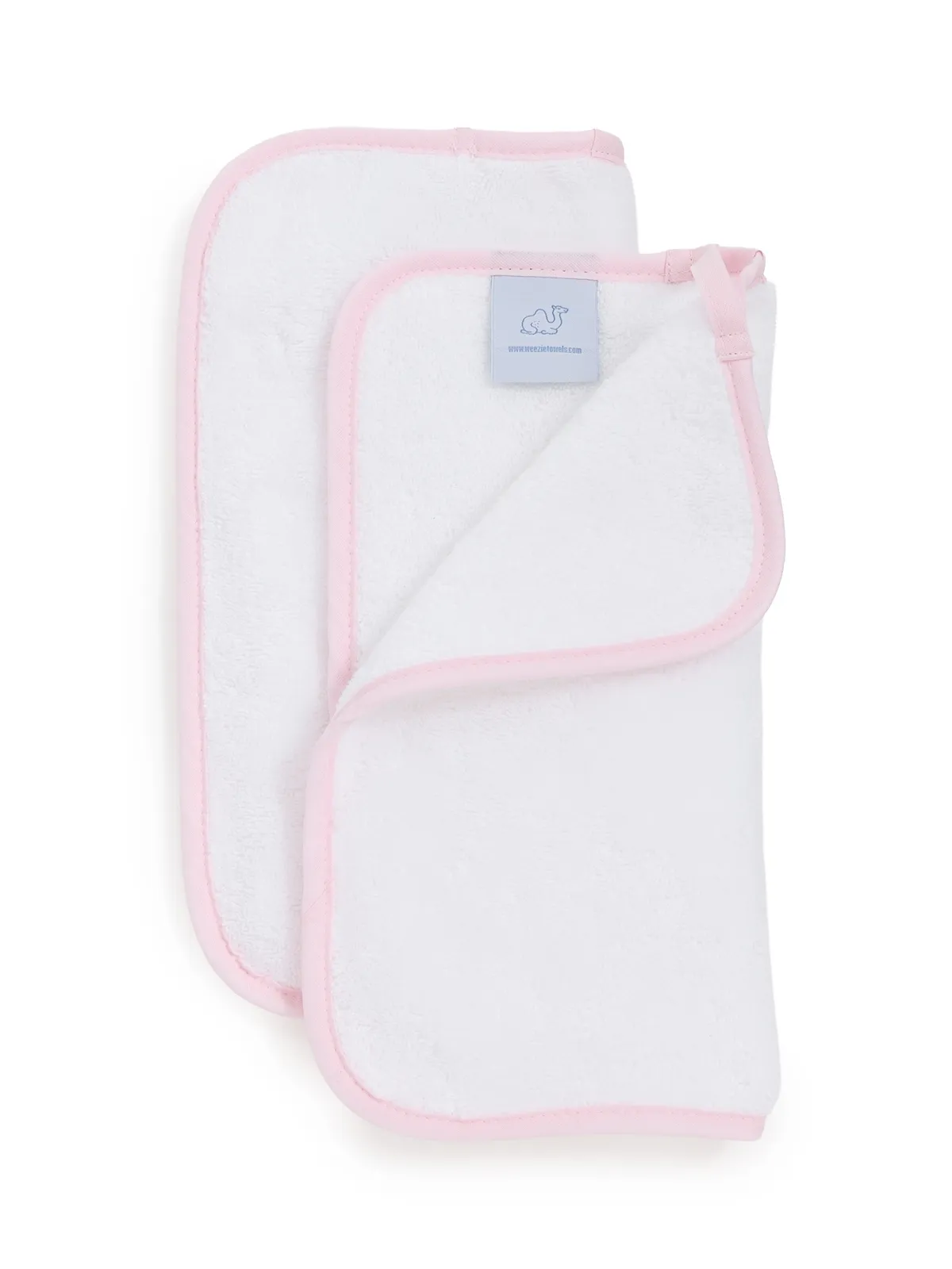 Weezie Signature Washcloths 2枚組 白地にバレエピンク - 画像5