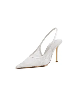 Tony Bianco レーススリングバックパンプス アイボリーブロケード - サムネイル1