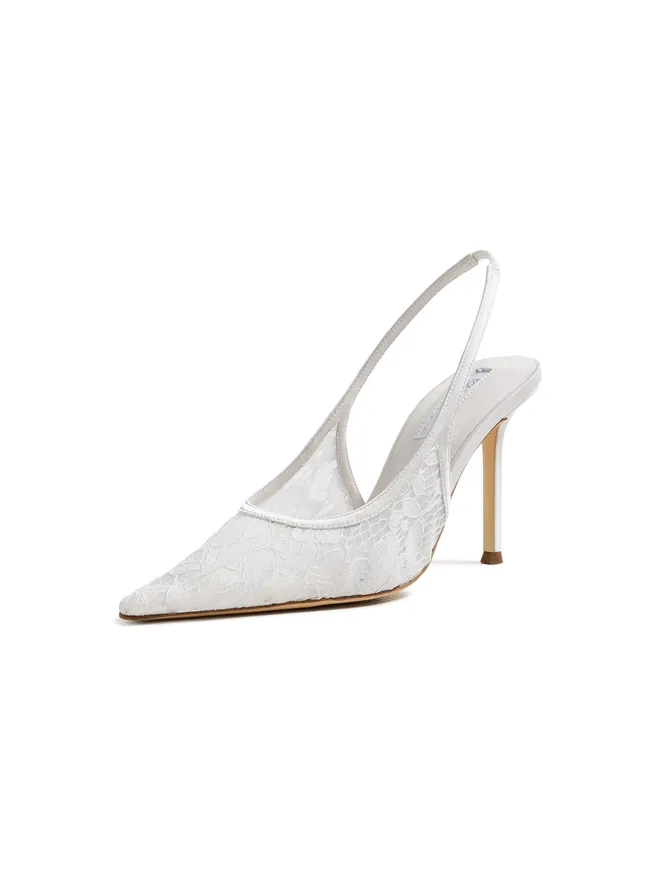 Tony Bianco Tony Bianco レーススリングバックパンプス アイボリーブロケードの商品画像