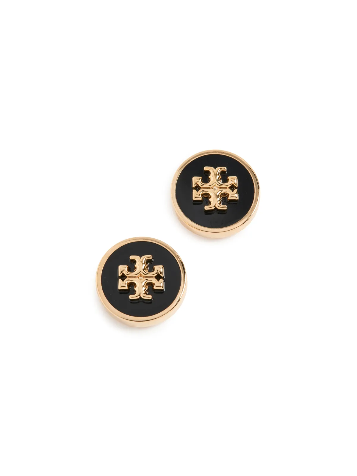 Tory Burch アイコンエナメル スタッド イヤリング ゴールド/ブラック - 画像1