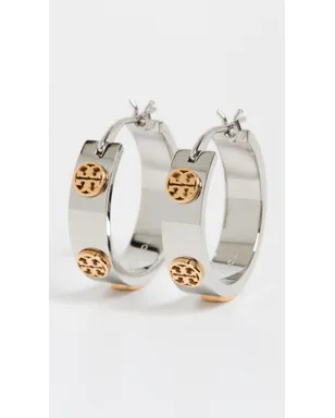 Tory Burch 薄型アイコン フープ イヤリング シルバー/ゴールド ツートン ワンサイズ - サムネイル2