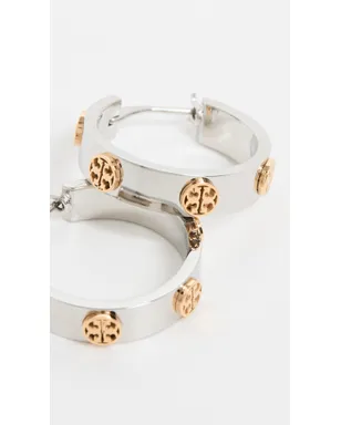 Tory Burch 薄型アイコン フープ イヤリング シルバー/ゴールド ツートン ワンサイズ - サムネイル4