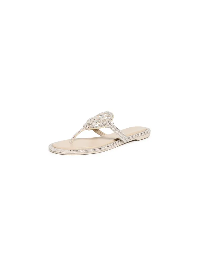 Tory Burch Tory Burch ミラー 結びデザイン パヴェ サンダル ストーングレーの商品画像