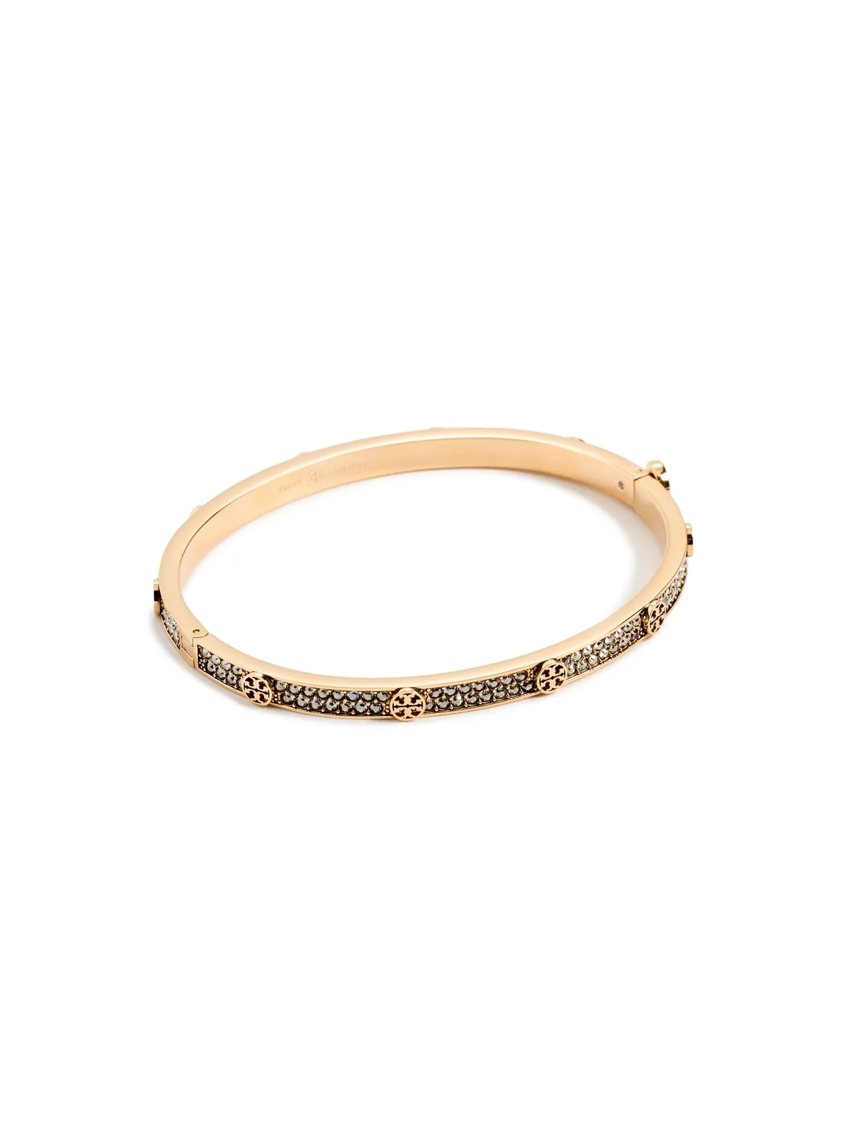 Tory Burch ミラー スタッド 5mm ヒンジ式ブレスレット ゴールド/クリスタル M - 画像1