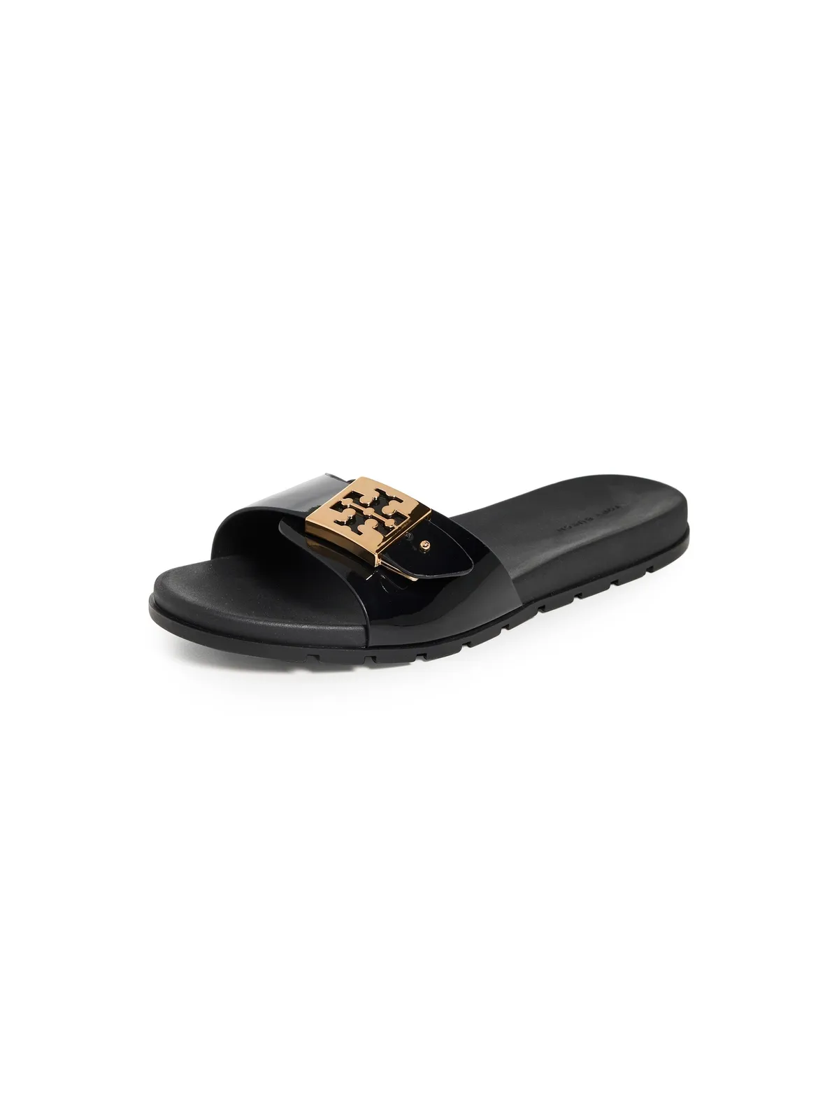 Tory Burch バックル付きスライドサンダル パーフェクトブラック/ゴールド - 画像1