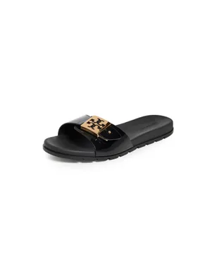 Tory Burch バックル付きスライドサンダル パーフェクトブラック/ゴールド - サムネイル1
