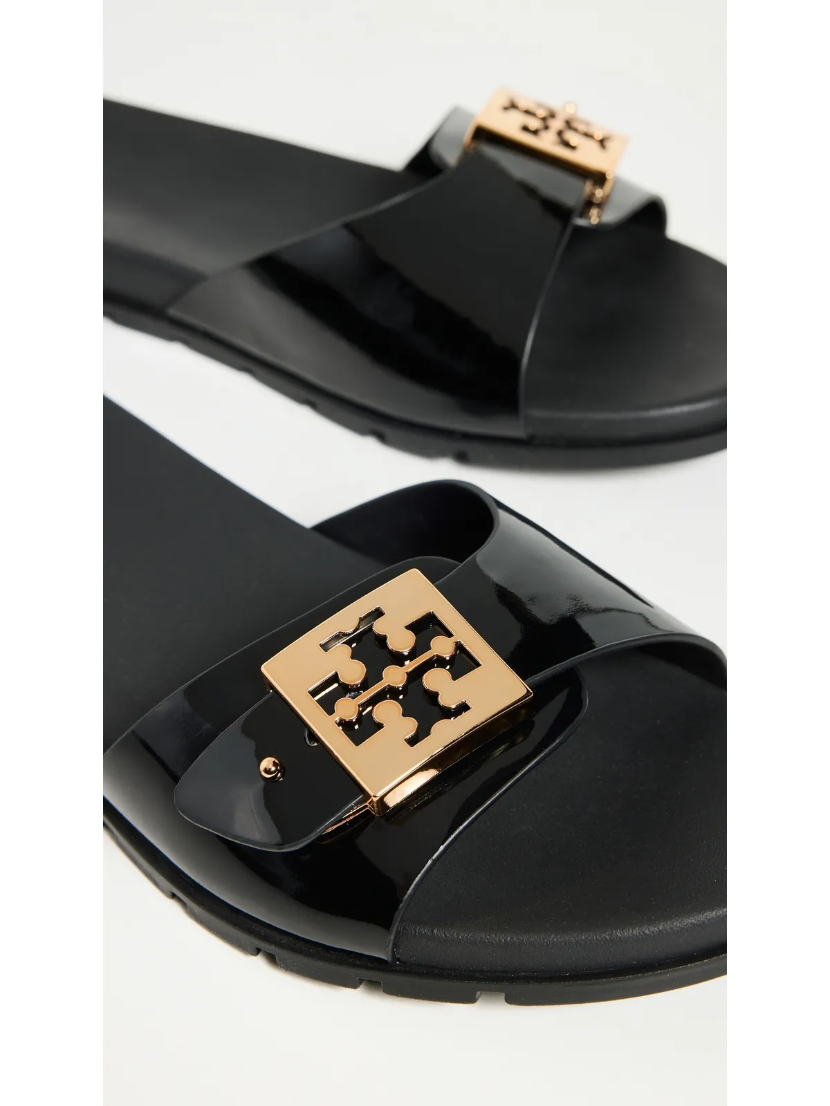 Tory Burch バックル付きスライドサンダル パーフェクトブラック/ゴールド - 画像6