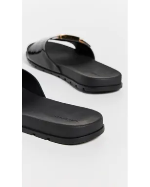 Tory Burch バックル付きスライドサンダル パーフェクトブラック/ゴールド - サムネイル4
