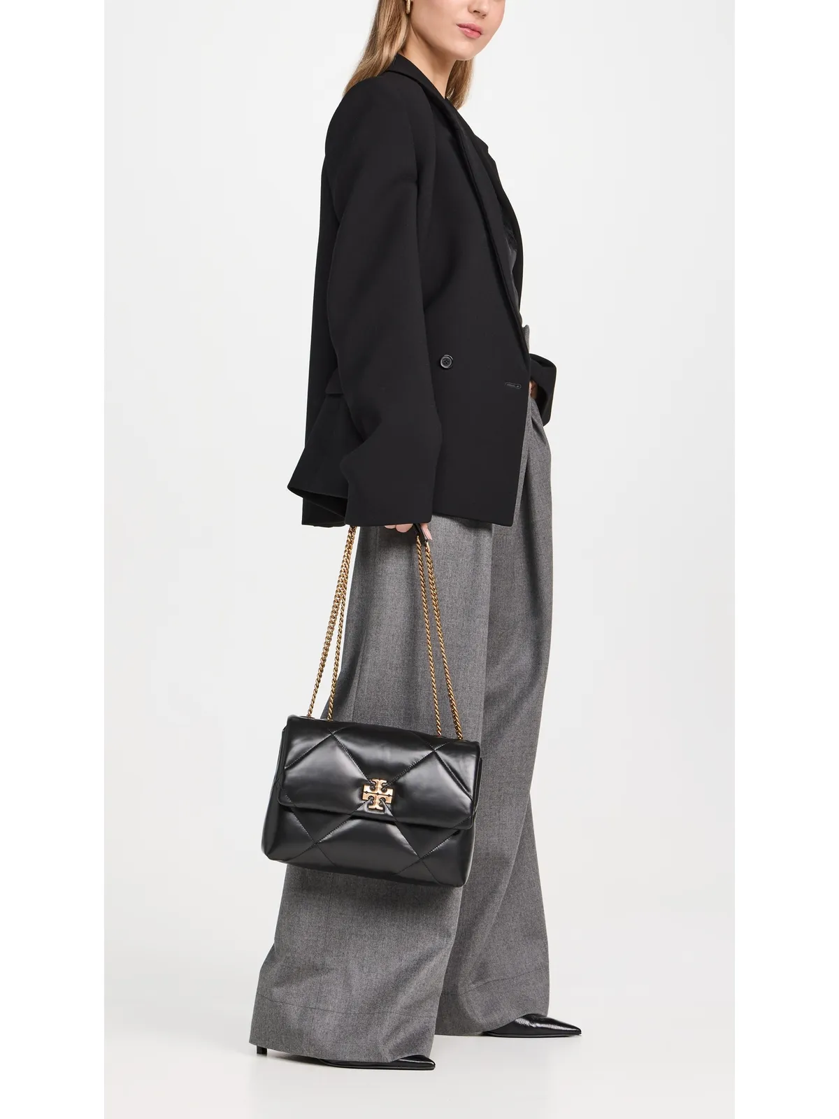 Tory Burch Kira ダイヤモンドキルト コンバーチブル ショルダーバッグ ブラック ワンサイズ - 画像3