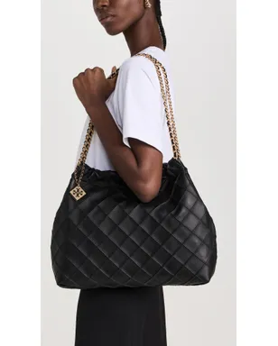Tory Burch フレミング ソフト ドローストリング ホーボー バッグ ブラック ワンサイズ - サムネイル3