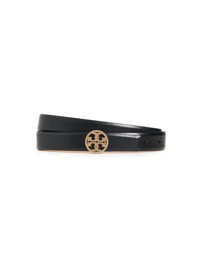 Tory Burch Tory Burch Miller スムースレザー パヴェ ロゴ ベルト 1 ブラック Mの商品画像