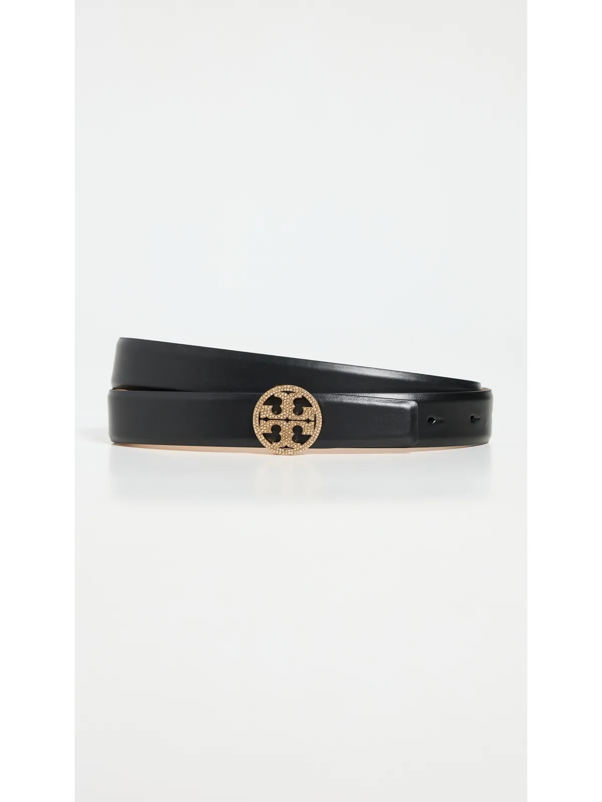 Tory Burch Miller スムースレザー パヴェ ロゴ ベルト 1 ブラック M - 画像2