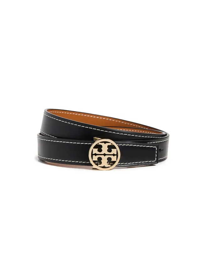 Tory Burch Tory Burch Miller スムース リバーシブル ベルト 1 ブラック/ウィスキー Mの商品画像