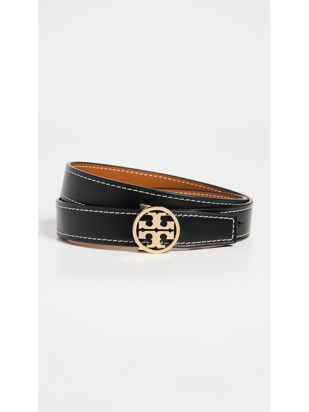Tory Burch Miller スムース リバーシブル ベルト 1 ブラック/ウィスキー M - 画像2