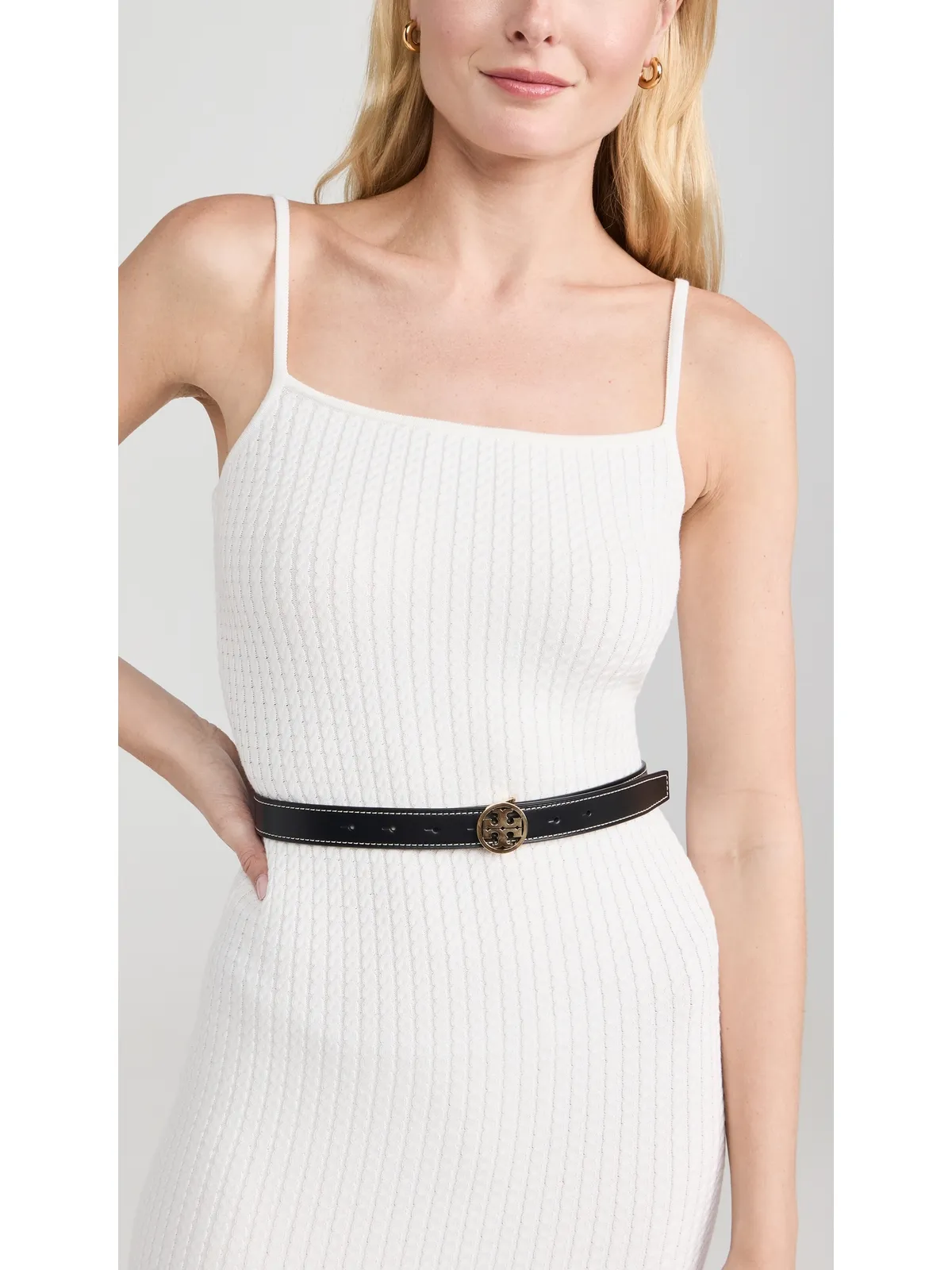 Tory Burch Miller スムース リバーシブル ベルト 1 ブラック/ウィスキー M - 画像3