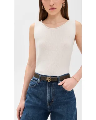 Tory Burch ミラーベルト モノグラム柄 コーティングキャンバス ゴールドバックル - サムネイル3