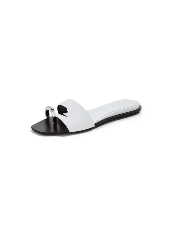 Tory Burch Tory Burch ピアスド・スライド Bianco/Silver 5の商品画像