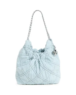 Tory Burch Fleming Denim ミニ ホーボー バッグ Seltzer - サムネイル1