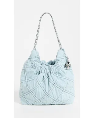 Tory Burch Fleming Denim ミニ ホーボー バッグ Seltzer - サムネイル2