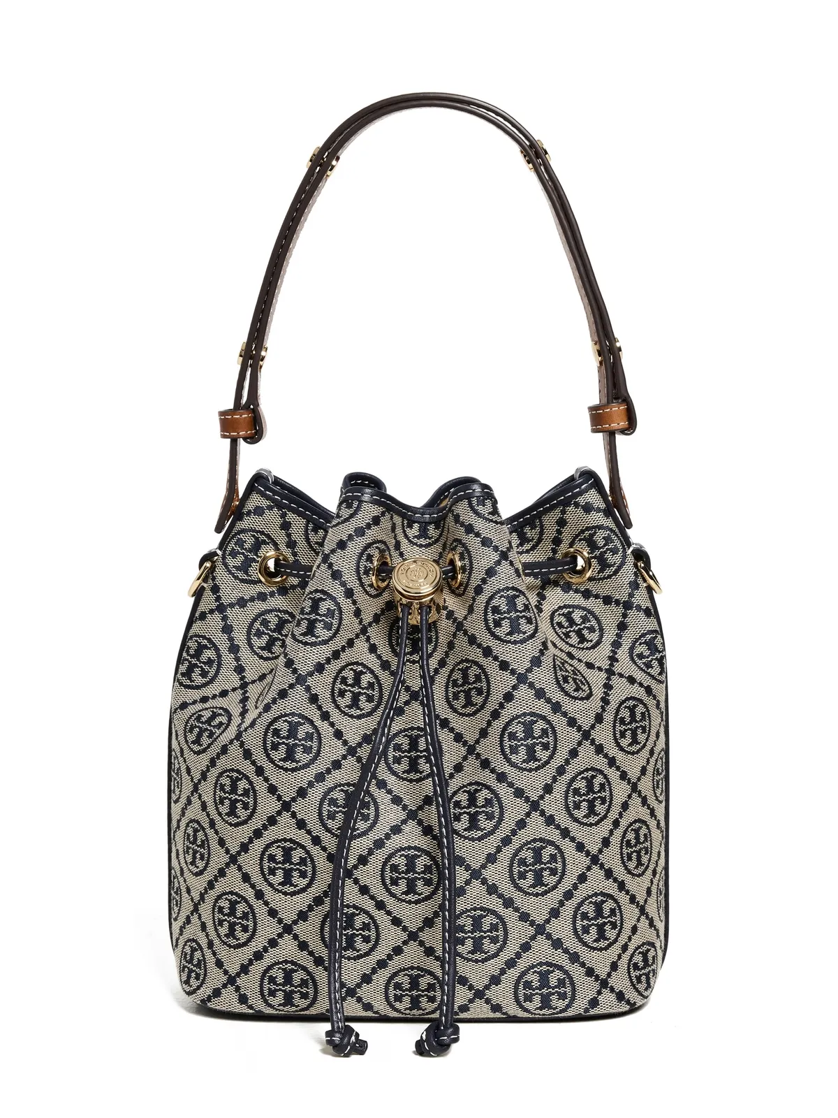 Tory Burch モノグラム バケットバッグ ネイビー - 画像1