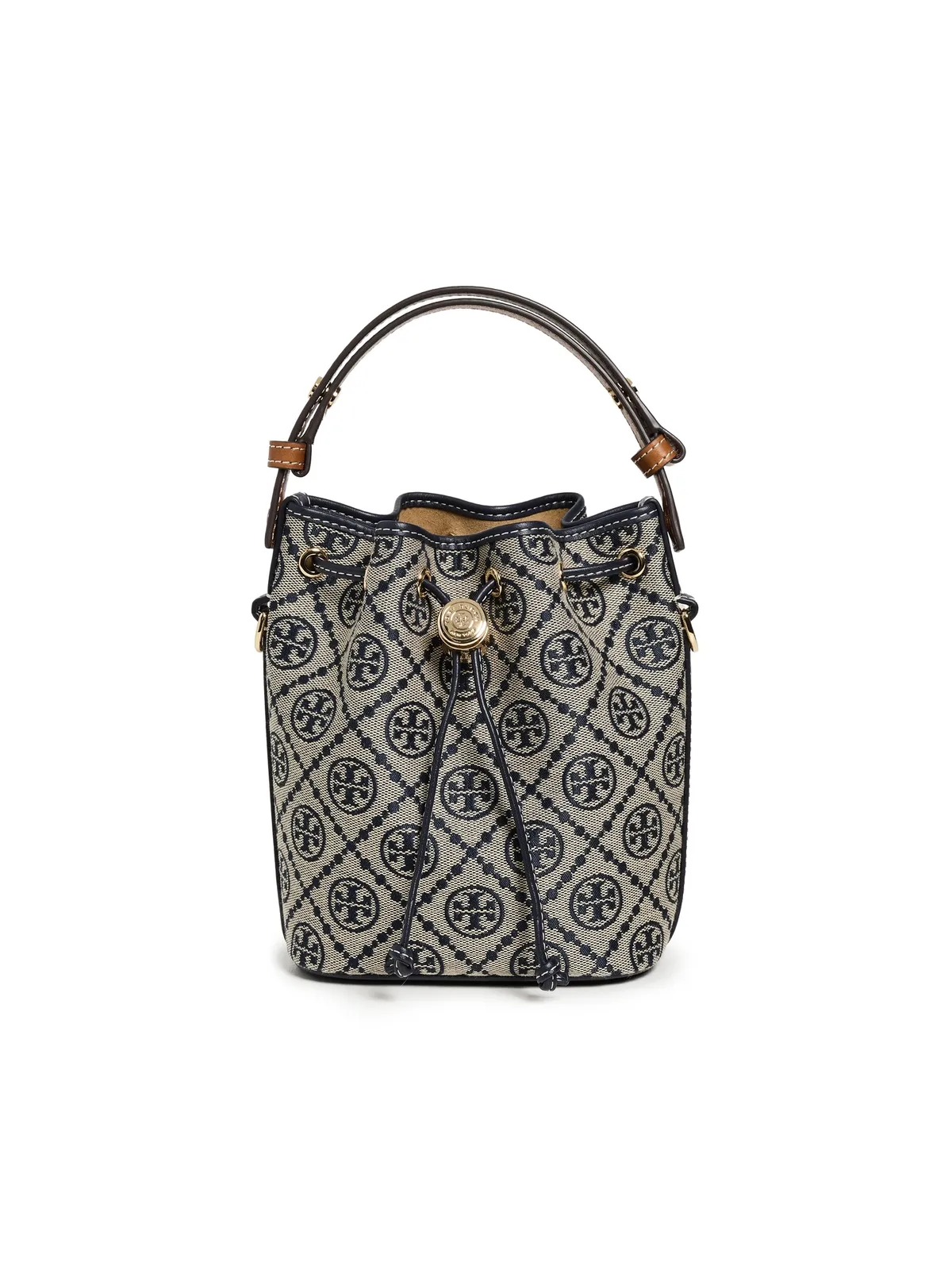 Tory Burch T Monogram ミニ バケットバッグ ネイビー - 画像1