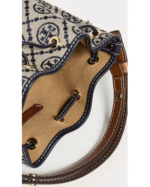 Tory Burch T Monogram ミニ バケットバッグ ネイビー - サムネイル6