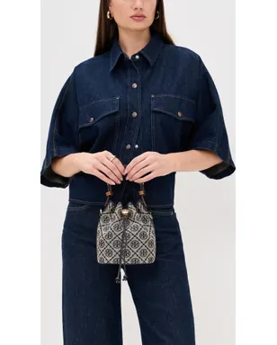 Tory Burch T Monogram ミニ バケットバッグ ネイビー - サムネイル3
