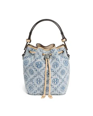 Tory Burch Tモノグラムデニムミニバケットバッグ パウダーブルー ワンサイズ - サムネイル1