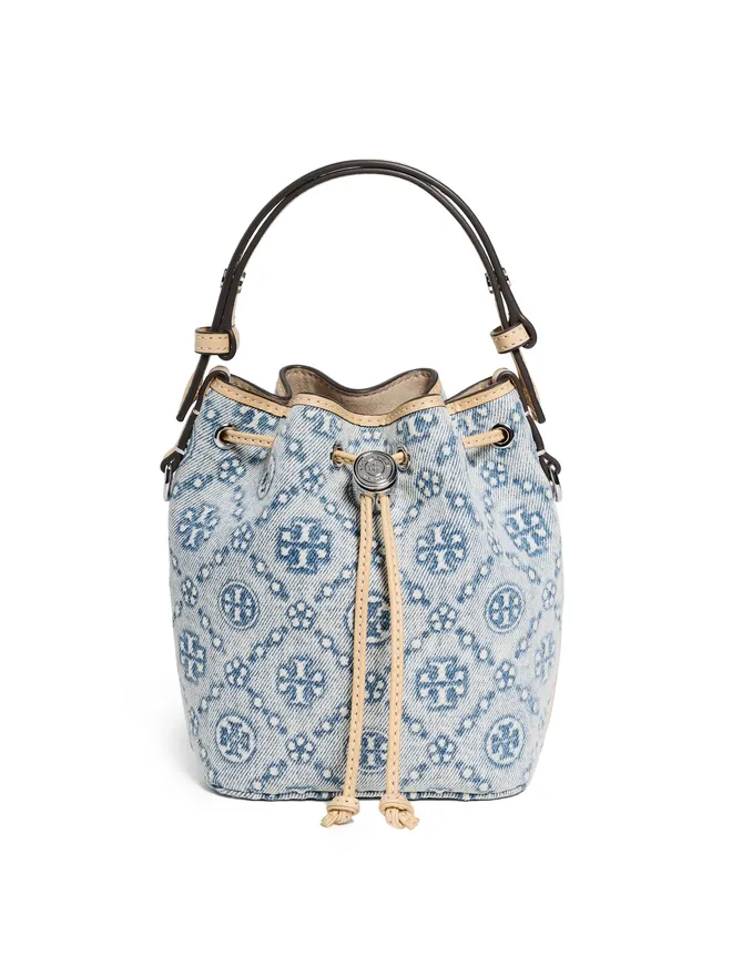 Tory Burch Tory Burch Tモノグラムデニムミニバケットバッグ パウダーブルー ワンサイズの商品画像
