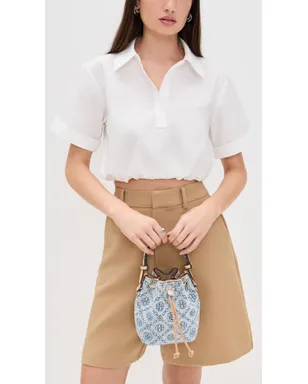 Tory Burch Tモノグラムデニムミニバケットバッグ パウダーブルー ワンサイズ - サムネイル3