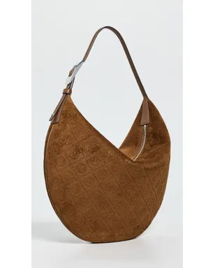 Tory Burch Tモノグラム スエード バルーン バッグ チコリーブラウン - サムネイル2