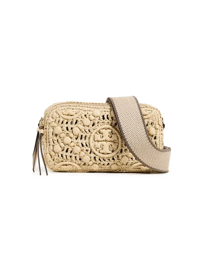 Tory Burch Tory Burch ミラーT モノグラム ラフィア ミニ クロスボディバッグ ナチュラル ワンサイズの商品画像