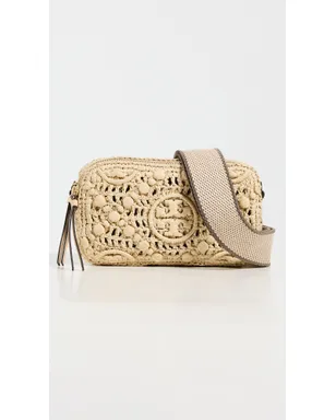 Tory Burch ミラーT モノグラム ラフィア ミニ クロスボディバッグ ナチュラル ワンサイズ - サムネイル2